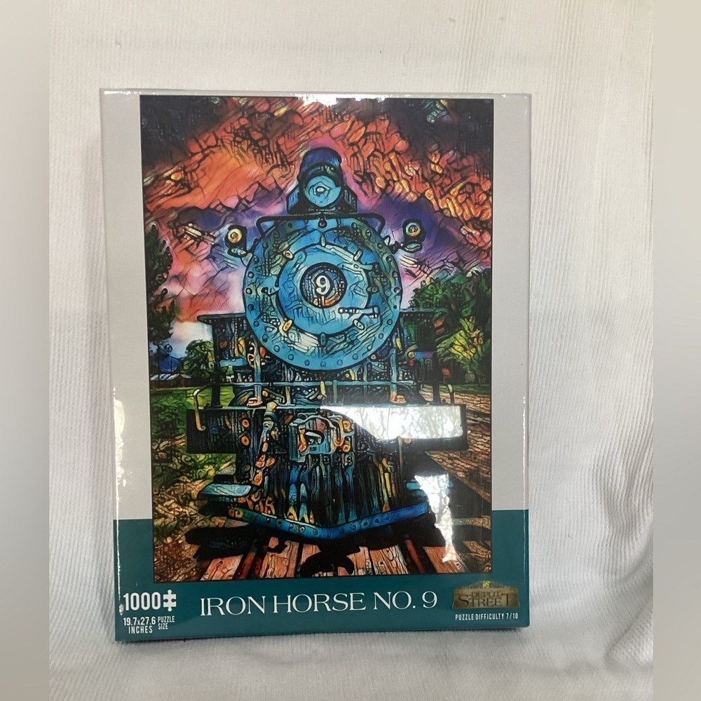 Depo Street Puzzles, 1000pc large puzzle. 19.7” x 27.6” IRON Horse #9. NIB
